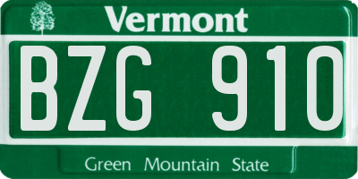 VT license plate BZG910