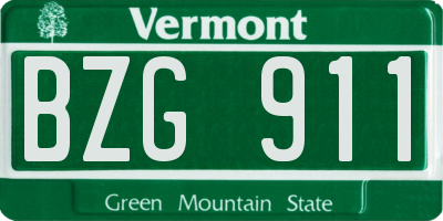 VT license plate BZG911