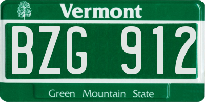 VT license plate BZG912
