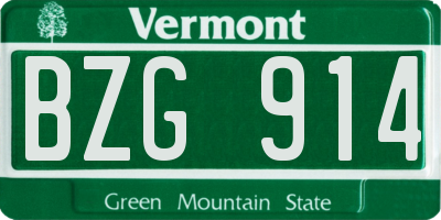 VT license plate BZG914