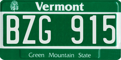 VT license plate BZG915