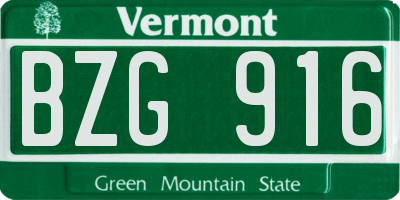 VT license plate BZG916