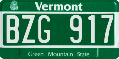 VT license plate BZG917