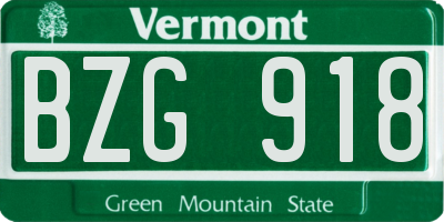 VT license plate BZG918