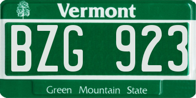 VT license plate BZG923