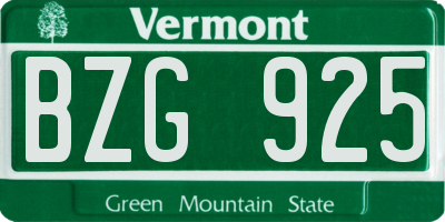 VT license plate BZG925