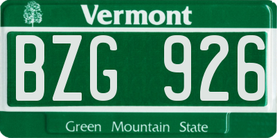 VT license plate BZG926