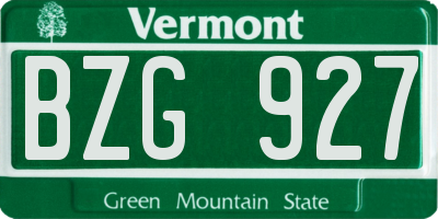 VT license plate BZG927