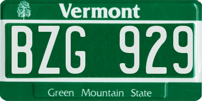 VT license plate BZG929