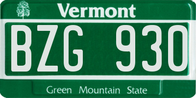 VT license plate BZG930