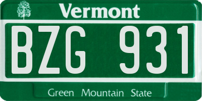 VT license plate BZG931