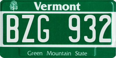VT license plate BZG932