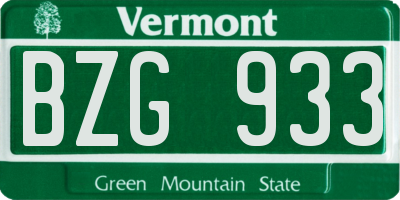VT license plate BZG933