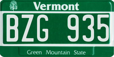 VT license plate BZG935