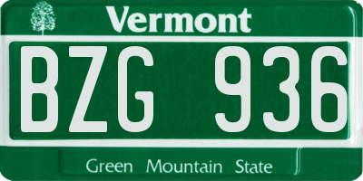 VT license plate BZG936