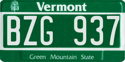 VT license plate BZG937