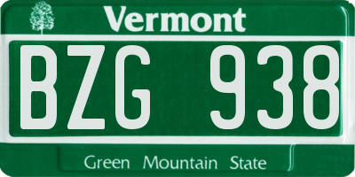 VT license plate BZG938