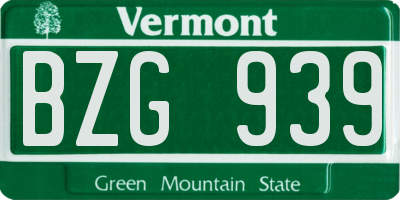 VT license plate BZG939