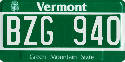 VT license plate BZG940