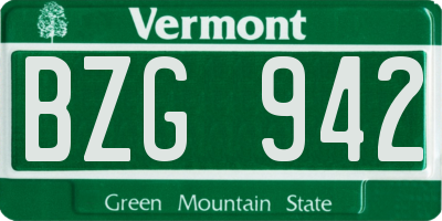 VT license plate BZG942