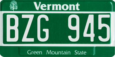 VT license plate BZG945