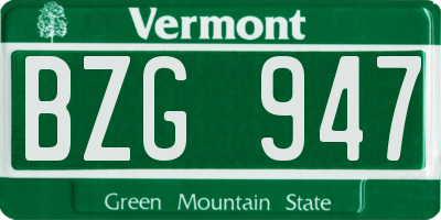 VT license plate BZG947