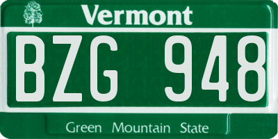 VT license plate BZG948