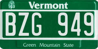 VT license plate BZG949