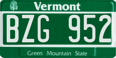 VT license plate BZG952