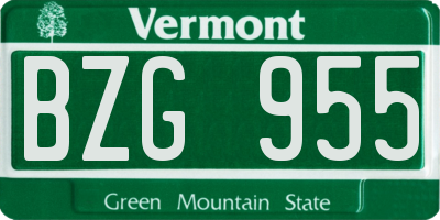 VT license plate BZG955