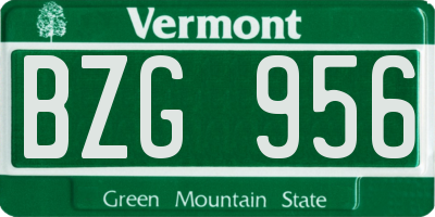VT license plate BZG956
