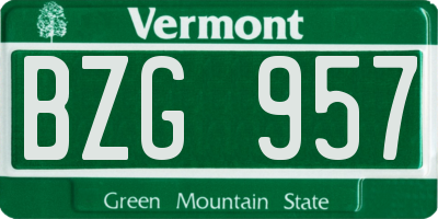 VT license plate BZG957
