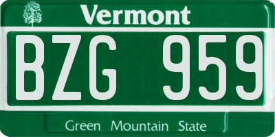 VT license plate BZG959