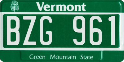 VT license plate BZG961