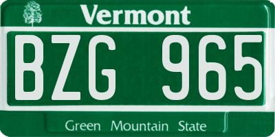 VT license plate BZG965