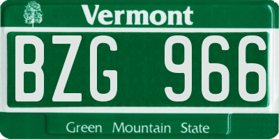 VT license plate BZG966