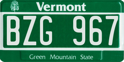 VT license plate BZG967