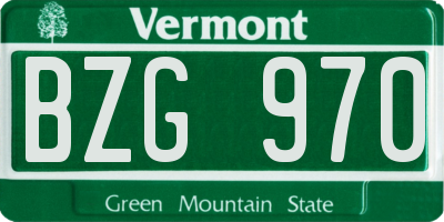 VT license plate BZG970