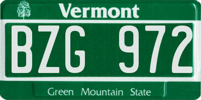 VT license plate BZG972