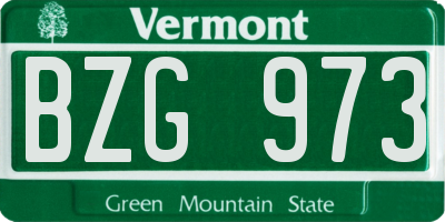 VT license plate BZG973