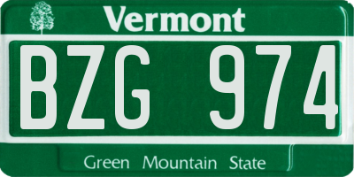 VT license plate BZG974