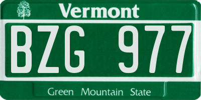 VT license plate BZG977