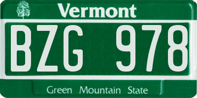 VT license plate BZG978