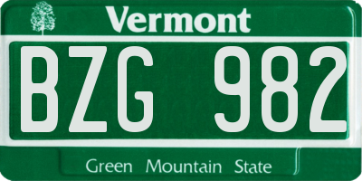 VT license plate BZG982