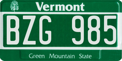 VT license plate BZG985