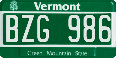VT license plate BZG986