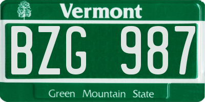 VT license plate BZG987