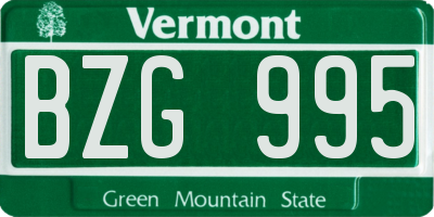 VT license plate BZG995