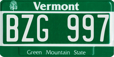 VT license plate BZG997