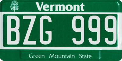 VT license plate BZG999